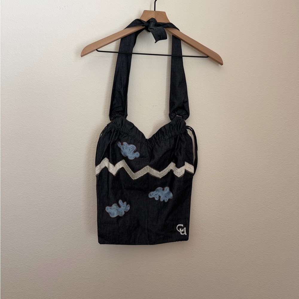 New Chasing Unicorns night palm Denim bag with Embroidery - Picture 9 of 12